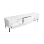 Szafka RTV z szufladą Nicole 200 cm - biały mat / czarne nóżki