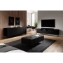 Szafka RTV Nicole 200 cm z wnęką i szufladami - czarny mat / czarne nóżki