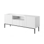 Szafka RTV z szufladą Nicole 150 cm - biały mat / czarne nóżki