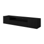 Szafka RTV wisząca Nicole 200 cm z wnęką i szufladami - czarny / czarny mat