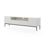 Szafka RTV Nicole 200 cm z wnęką i szufladami - biały mat / czarne nóżki