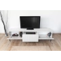 Szafka RTV z szufladą Nicole 200 cm - biały mat / czarne nóżki
