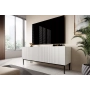 Szafka RTV Nicole 150 cm na metalowych nogach z szufladą - biały mat / czarne nóżki