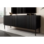 Szafka RTV Nicole 150 cm na metalowych nogach z szufladą - czarny mat / czarne nóżki