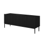 Szafka RTV Nicole 150 cm na metalowych nogach z szufladą - czarny mat / czarne nóżki