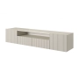 Szafka RTV wisząca Nicole 200 cm z wnęką i szufladami - kaszmir / kaszmir mat