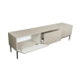 Szafka RTV Nicole 200 cm na metalowych nogach z szufladą - kaszmir / czarne nóżki