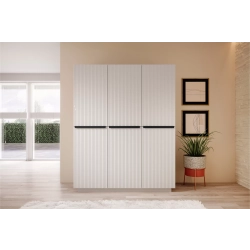 Szafa Nicole 150 cm z półkami - biały mat / czarne uchwyty