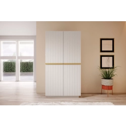 Szafa Nicole 100 cm z półkami - biały mat / złote uchwyty