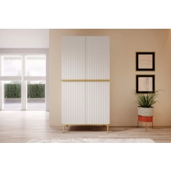 Szafa Nicole 100 cm z półkami - biały mat / złote nóżki