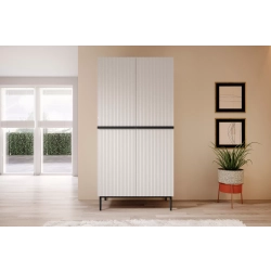 Szafa Nicole 100 cm z półkami - biały mat / czarne nóżki