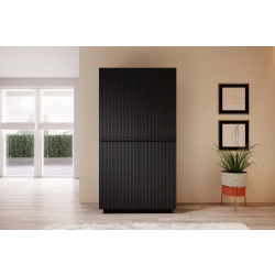 Szafa Nicole 100 cm z półkami - czarny mat / czarne uchwyty