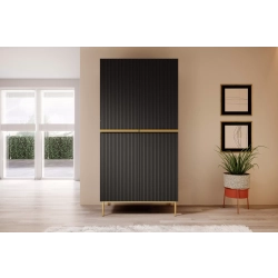 Szafa Nicole 100 cm z półkami - czarny mat / złote nóżki