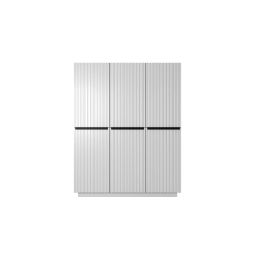 Szafa Nicole 150 cm z półkami - biały mat / czarne uchwyty