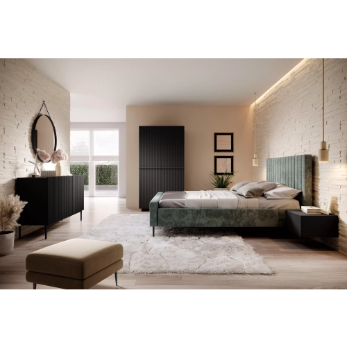 Szafa Nicole 100 cm z półkami - czarny mat / czarne uchwyty