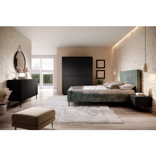 Szafa Nicole 150 cm z półkami - czarny mat / czarne uchwyty