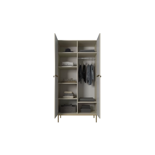 Szafa Nicole 100 cm z półkami - kaszmir / złote nóżki