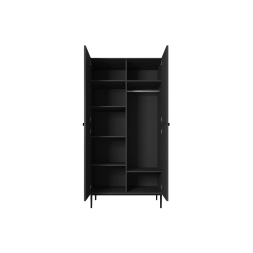 Szafa Nicole 100 cm z półkami - czarny mat / czarne nóżki