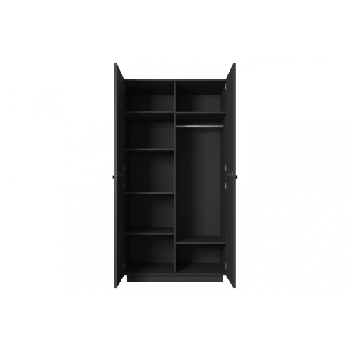 Szafa Nicole 100 cm z półkami - czarny mat / złote uchwyty