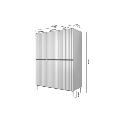 Szafa Nicole 150 cm z półkami - kaszmir / złote nóżki