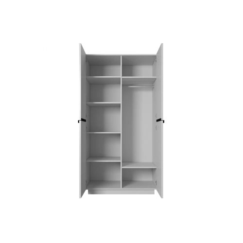 Szafa Nicole 100 cm z półkami - biały mat / czarne uchwyty