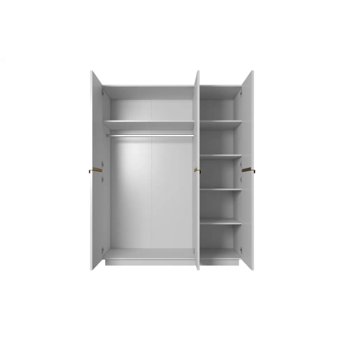 Szafa Nicole 150 cm z półkami - biały mat / złote uchwyty