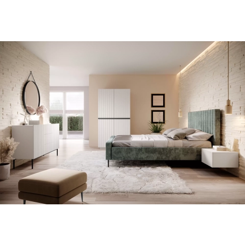 Szafa Nicole 100 cm z półkami - biały mat / czarne uchwyty