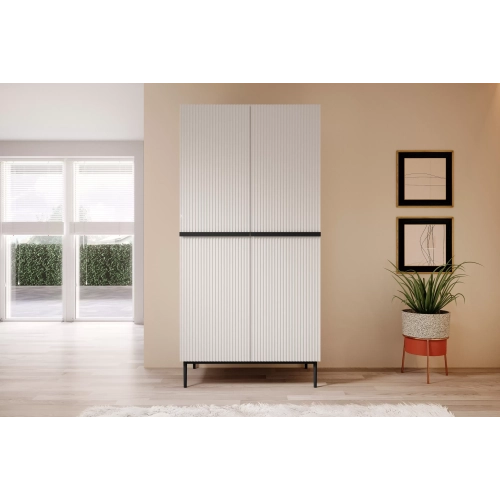 Szafa Nicole 100 cm z półkami - biały mat / czarne nóżki