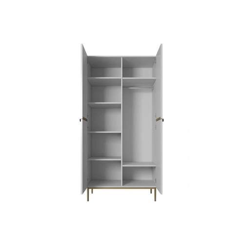 Szafa Nicole 100 cm z półkami - biały mat / złote nóżki