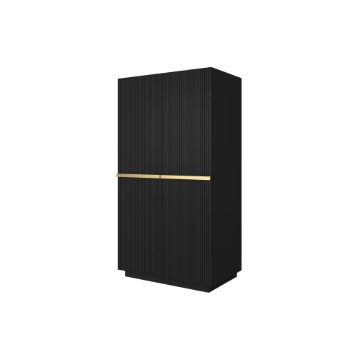 Szafa Nicole 100 cm z półkami - czarny mat / złote uchwyty