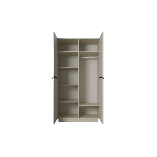 Szafa Nicole 100 cm z półkami - kaszmir / czarne uchwyty