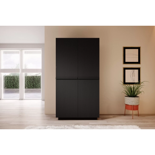 Szafa Nicole 100 cm z półkami - czarny mat / czarne uchwyty