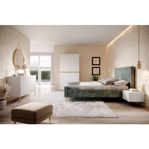 Szafa Nicole 100 cm z półkami - biały mat / złote uchwyty