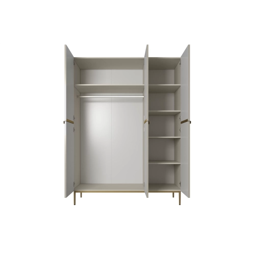 Szafa Nicole 150 cm z półkami - kaszmir / złote nóżki
