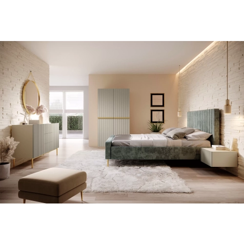 Szafa Nicole 100 cm z półkami - kaszmir / złote uchwyty