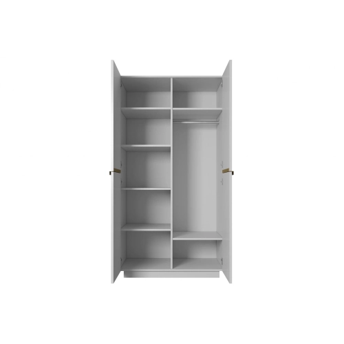 Szafa Nicole 100 cm z półkami - biały mat / złote uchwyty