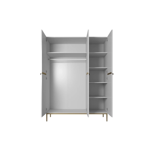 Szafa Nicole 150 cm z półkami - biały mat / złote nóżki