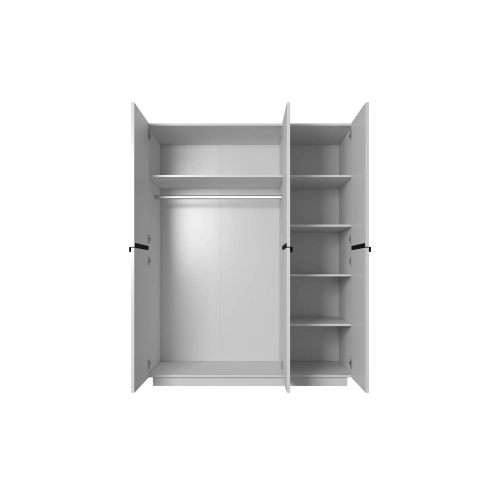 Szafa Nicole 150 cm z półkami - biały mat / czarne uchwyty