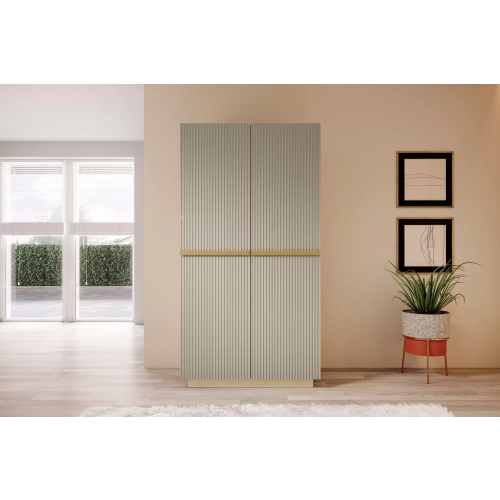 Szafa Nicole 100 cm z półkami - kaszmir / złote uchwyty