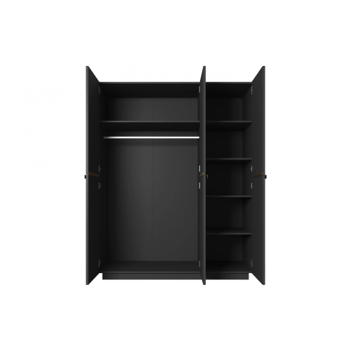 Szafa Nicole 150 cm z półkami - czarny mat / złote uchwyty