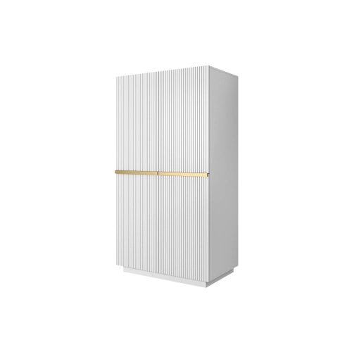 Szafa Nicole 100 cm z półkami - biały mat / złote uchwyty