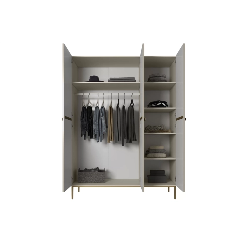 Szafa Nicole 150 cm z półkami - kaszmir / złote nóżki