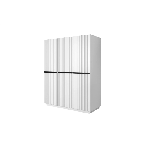 Szafa Nicole 150 cm z półkami - biały mat / czarne uchwyty