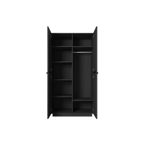 Szafa Nicole 100 cm z półkami - czarny mat / czarne uchwyty