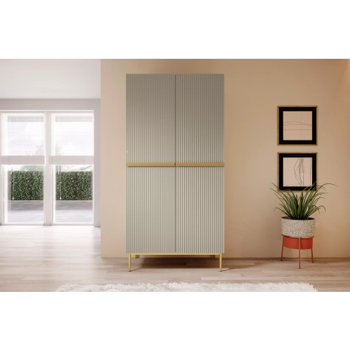 Szafa Nicole 100 cm z półkami - kaszmir / złote nóżki