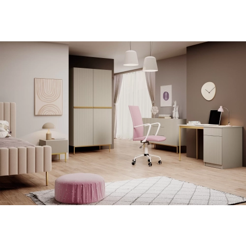 Szafa Nicole 100 cm z półkami - kaszmir / złote nóżki