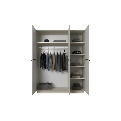 Szafa Nicole 150 cm z półkami - kaszmir / złote uchwyty