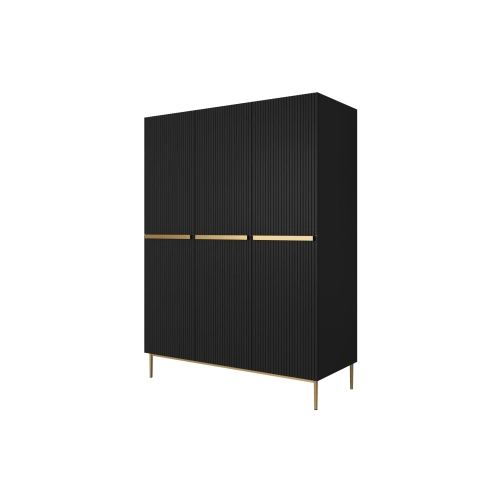 Szafa Nicole 150 cm z półkami - czarny mat / złote nóżki
