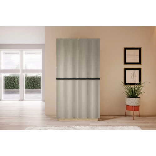 Szafa Nicole 100 cm z półkami - kaszmir / czarne uchwyty