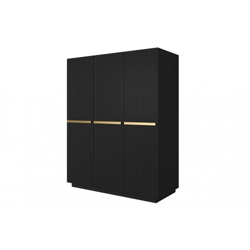 Szafa Nicole 150 cm z półkami - czarny mat / złote uchwyty